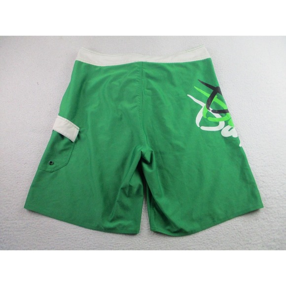 Da Hui Shorts Mens 36 Green Board Shorts Swim Trunks Drawstring Pocket Surf - Picture 10 of 10